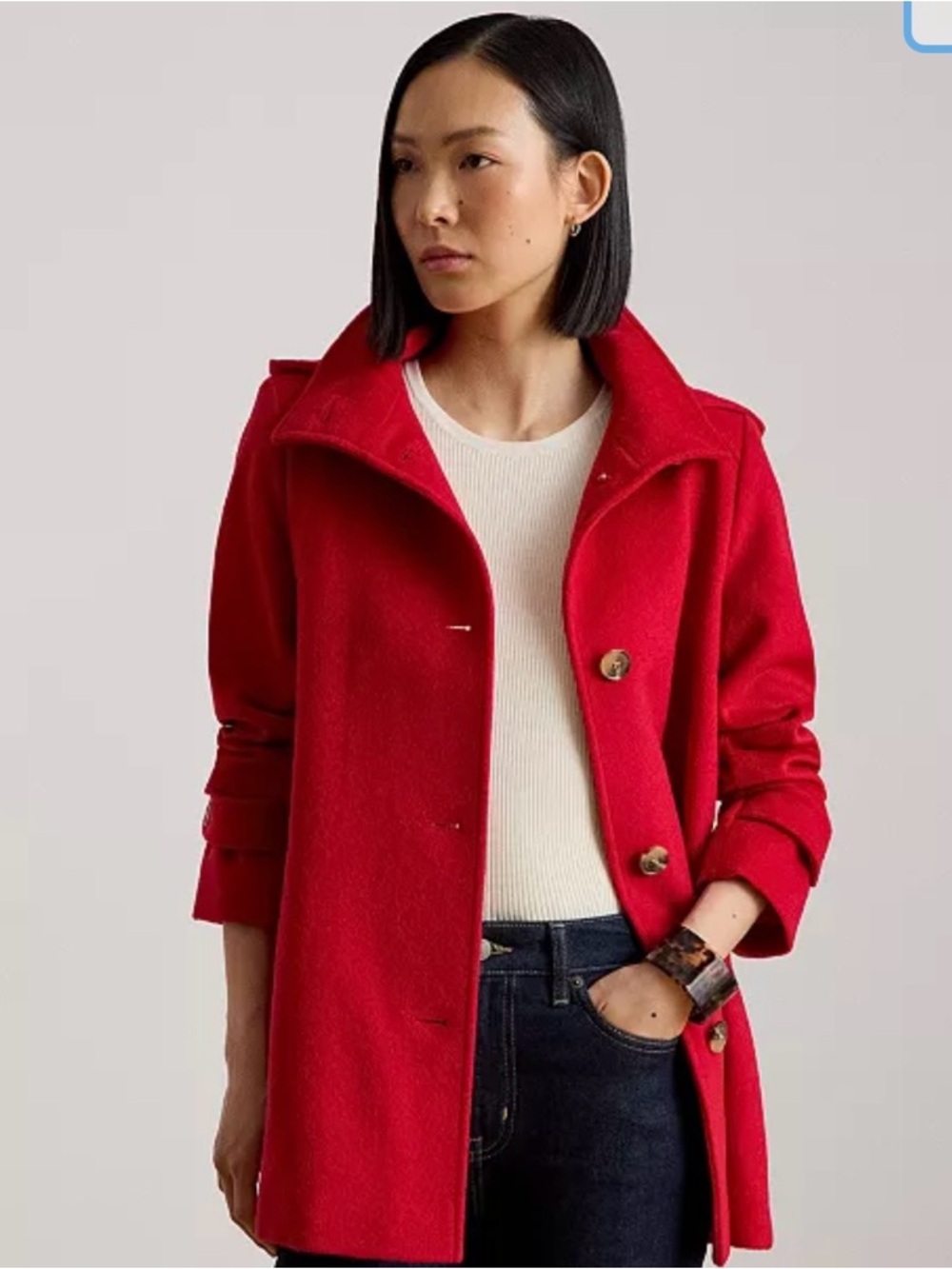Lauren Ralph Lauren Red Icon Hooded A-Line Wool Coat Red XXL - Picture 4 of 8